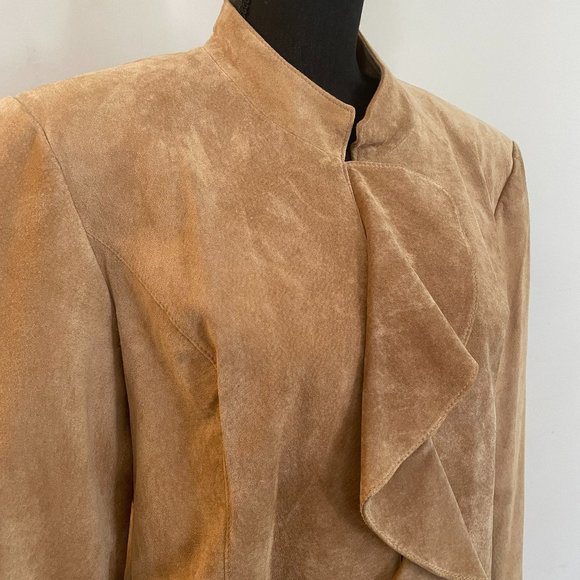 Doncaster Tan Suede short Ruffle Jacket - Picture 2 of 7